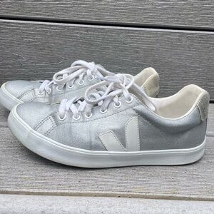 Veja Esplar Canvas Athletic Sneaker Shoes Silver white sz 7